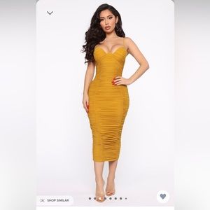 Mustard yellow midi dress